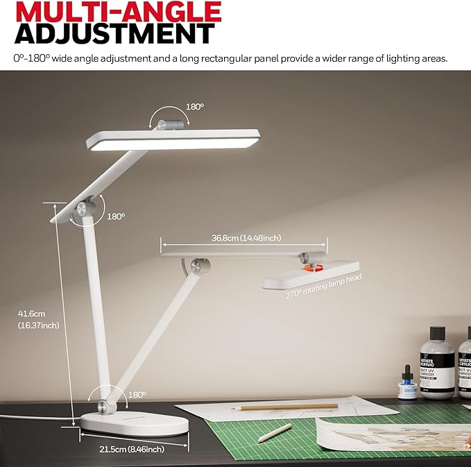 Honeywell Desk Lamp for Home Office, H4 Sunturalux™ Eye-Caring LED Desk Light, 700LM Dimmable Desk Lamp with Timer, Adjustable Desk Reading Light, Touch Auto Dimming Table Lamp for Study, Bedroom-DeskLoop Office