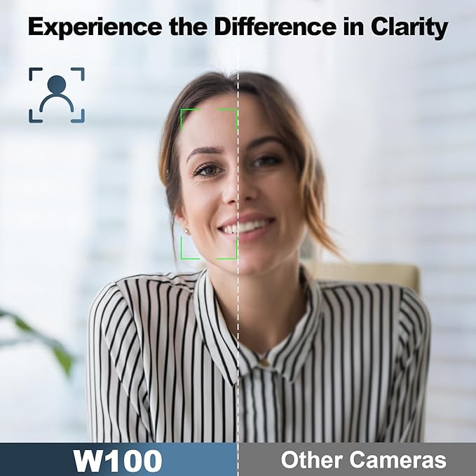 NBD 2K Webcam for PC & Laptop, Autofocus Computer Camera with Remote Control, 2 AI-Noise Canceling Microphones, Stereo Mics, Adjustable Field of View, Low-Light Correction, Built-in Privacy Cover W100-DeskLoop Office