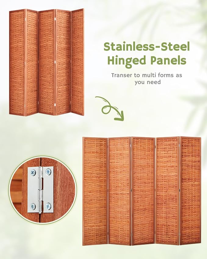 JOSTYLE 6ft Folding Privacy Screens 5-Panel Freestanding Room Dividers - Image 7