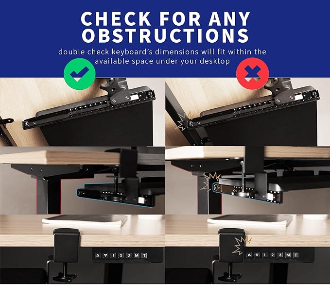 VIVO Large Clamp-on Height Adjustable Keyboard Tray, Pull Out Platform, Pencil Drawer, 27 (33 Including Clamps) x 11 inch Slide-Out Tray Storage Drawer, Black, MOUNT-KB05-4DH-DeskLoop Office