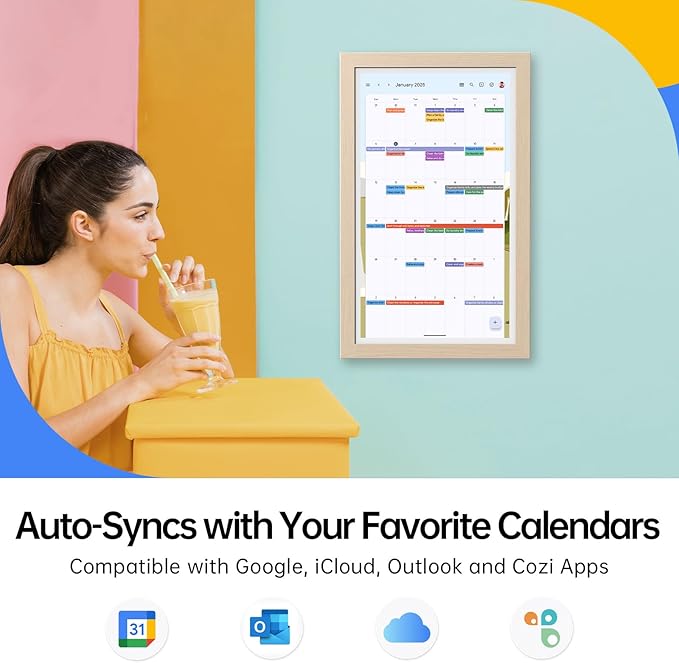 ApoloSign Digital Calendar: Electronic Calendar, Smart Touchscreen Interactive Display for Chore Chart, Family Schedules Planner, Supports All Apps via Google Play (Yellow, 21.5-inch)-DeskLoop Office