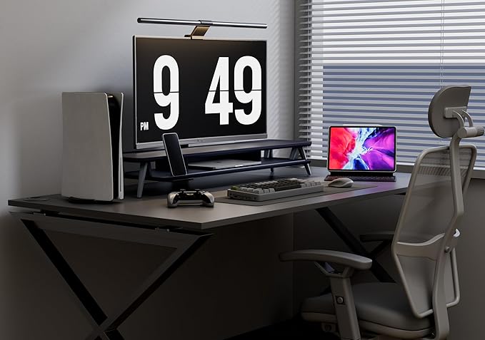 Fenge Dual Monitor Stand, Monitor Stands Riser for 2 monitors, 42.5 Inch Wood Desk Shelf with Storage Organizer and Cable Management for Office Desk Accessories-DeskLoop Office