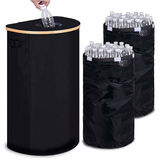efluky Recycling Bin for Kitchen 100L, 26 Gallon Recycle Bins for Indoor Outdoor Home Use with 2 Removeable and Reusable Inner Bags, Tall Recycle bin for Bottle Can Plastice Stickers (Black)-DeskLoop Office