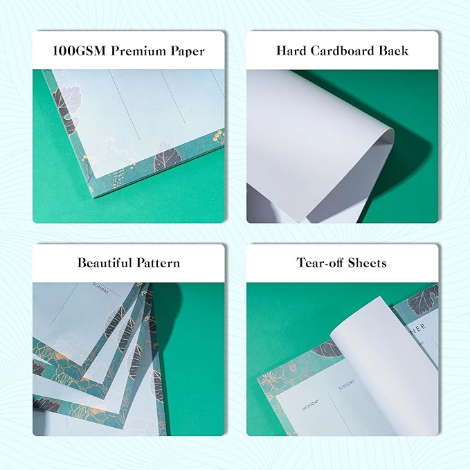 Undated Weekly Planner Notepad 10x7 To Do List Note Pad 52 Weekly Desk Planner Calendar Tear Off Daily Planning Pad for Work,School,Home,Ofiice Supplies, Matching Notepad,Green-DeskLoop Office