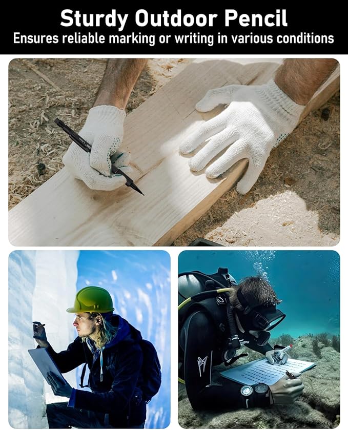 Four Candies 1.3mm Mechanical Pencil Set with 72 Lead Refill, 3PCS Metal Weatherproof Body Heavy Duty Carpenter Pencil, 3 Eraser, 16 Eraser Refill, for Outdoor Woodworking Drafting Marking with Case-DeskLoop Office