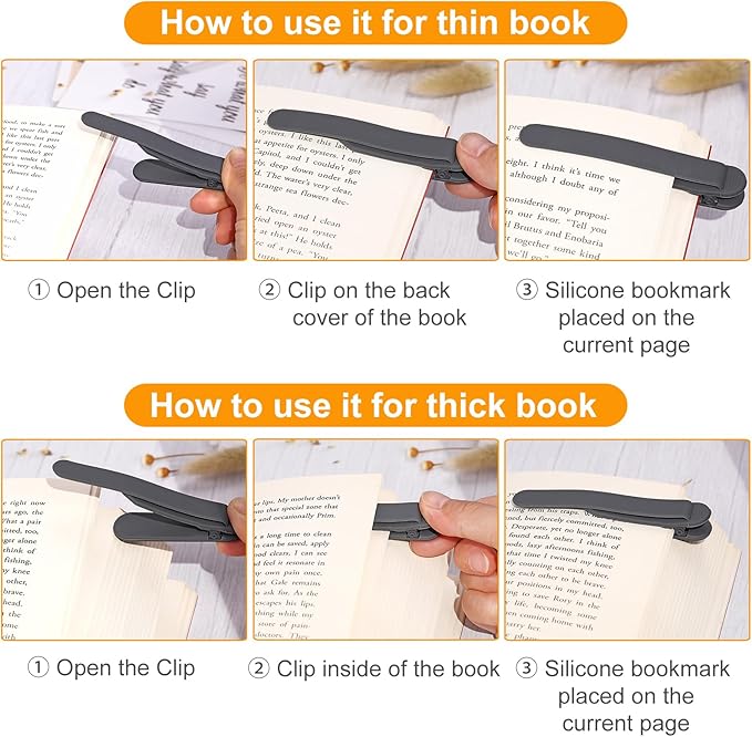 9Pcs Automatic Bookmark, Silicone Smart Book Marks for Reading Women, Men, Kids,Cute Unique Book Markers Bookmark Clip Reading Accessories Gifts for Book Lovers