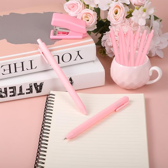 100 Pcs Ballpoint Pens, 1.0 mm Retractable Comfortable Writing Pens Large Capacity Black Ink Ballpoint Pen Set for Teacher Student Office School Home Supplies-DeskLoop Office