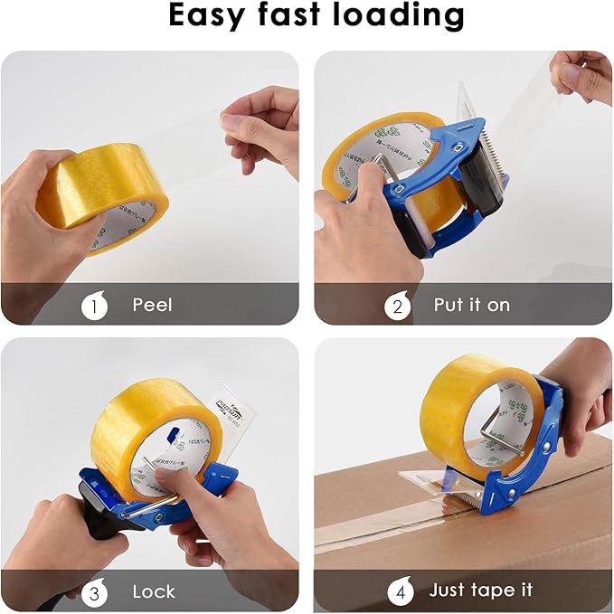 Fast Reload 2 Inch Tape Gun Dispenser Packing Packaging Sealing Cutter Blue-DeskLoop Office
