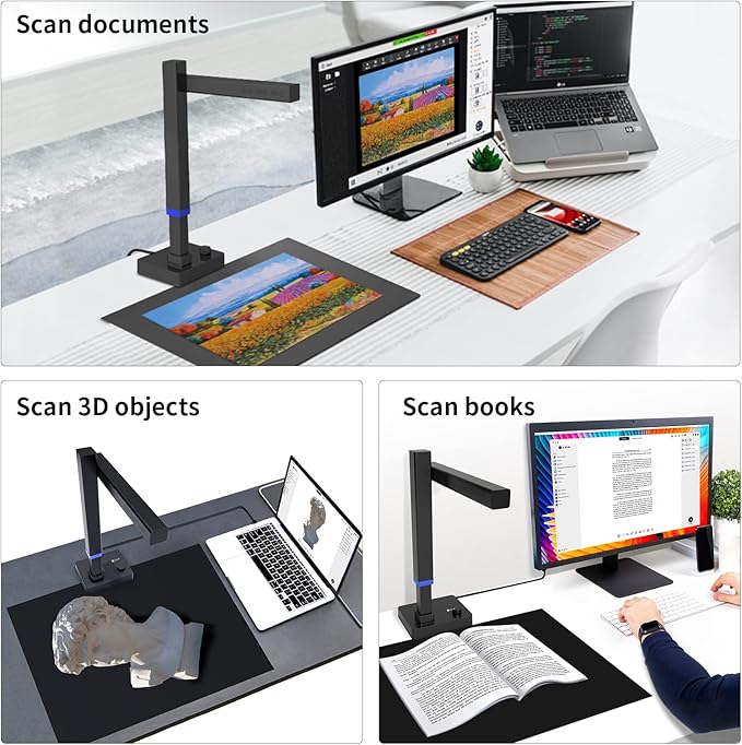 CZUR Shine Ultra Pro 24MP Document Scanner, USB Book Scanner, Portable Document Camera, A3 Large Format Book Scanner, Adjustable Height, Max DPI 440, for Windows & Mac-DeskLoop Office