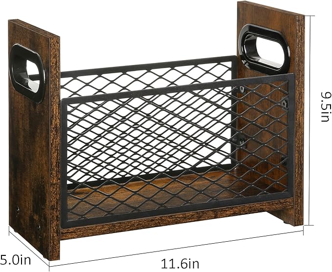 YINMIT Magazine Holder, Magazine Rack for Desktop and Home Office, Farmhouse File Storage Basket for Letters, Magazines, Books, Newspapers (Small)-DeskLoop Office