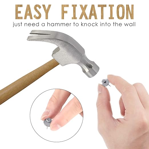 Push Pins Picture Hangers Double Headed Thumb Tacks Wall Hooks for Wall Hangings Picture Hangers Nails Small Photo Hanging Hook Pins for Home Office Photo Decor(Silver,80 Pieces)-DeskLoop Office