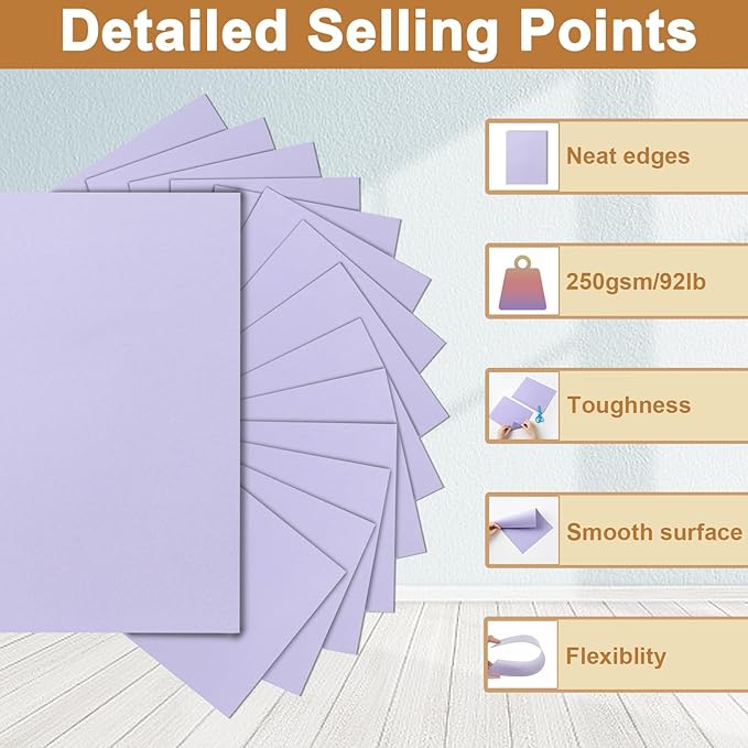 28 Sheets Light Purple Cardstock 8.5 x 11 Crafts Paper, 92lb Heavyweight Paper Card Stock for DIY Cards Making, Birthday Decorations, Greeting Cards, Invitations, Certificates-DeskLoop Office