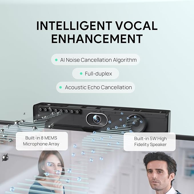 Yealink UVC34 4K Conference Room Camera System 10 Microphone 8 MP All-in-One Video Conferencing System AI Auto Framing 120° Field of View Microsoft Teams Certified Webcam Zoom Rooms USB-A-DeskLoop Office