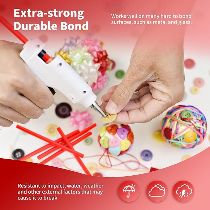 MATUFF Red Hot Glue Sticks Mini 0.27" x 5.9 inches, Colored Hot Melt Mini Glue Sticks for All Temperature Mini Glue Guns, for DIY Craft Arts and Wedding Cards, Stamp Sealing, Bulk Red hot Glue 60 Pack-DeskLoop Office