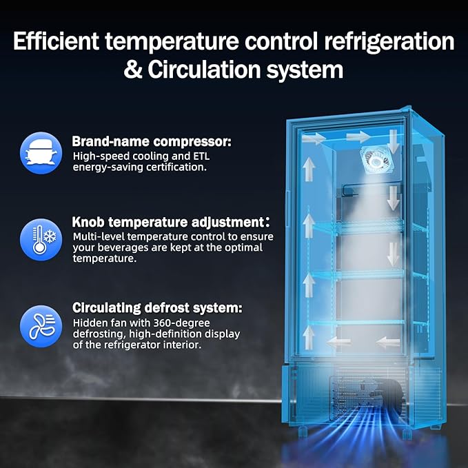 6.5 Cu.Ft Commercial Beverage Refrigerator Glass Door Upright Drink Cooler Display Fridge with Adjustable Shelves and LED Light for Restaurant Bar Store Office-DeskLoop Office