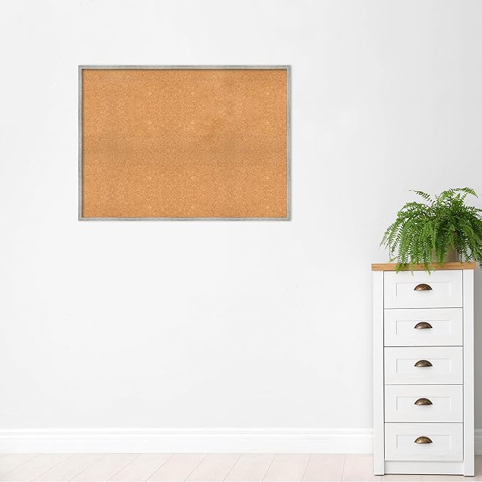 Amanti Art Natural Cork Board for Wall, 33x45 Vision Board with White Frame, Oversize Corkboard Office Decor for Home Organization, Cottage Corkboard Pinboard to Display Items for Home Organization-DeskLoop Office