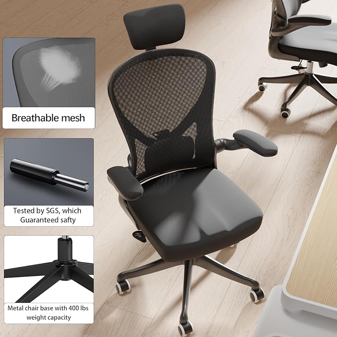Desk Office Chairs Computer Mesh Chair Executive Chair with Lumbar for Home & Office (04Black)-DeskLoop Office
