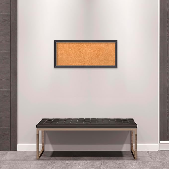 Amanti Art Natural Cork Board for Wall, 14x32 Vision Board with Black Wood Frame, Medium Corkboard Office Decor for Home Organization, Traditional Corkboard Pinboard to display items for home-DeskLoop Office