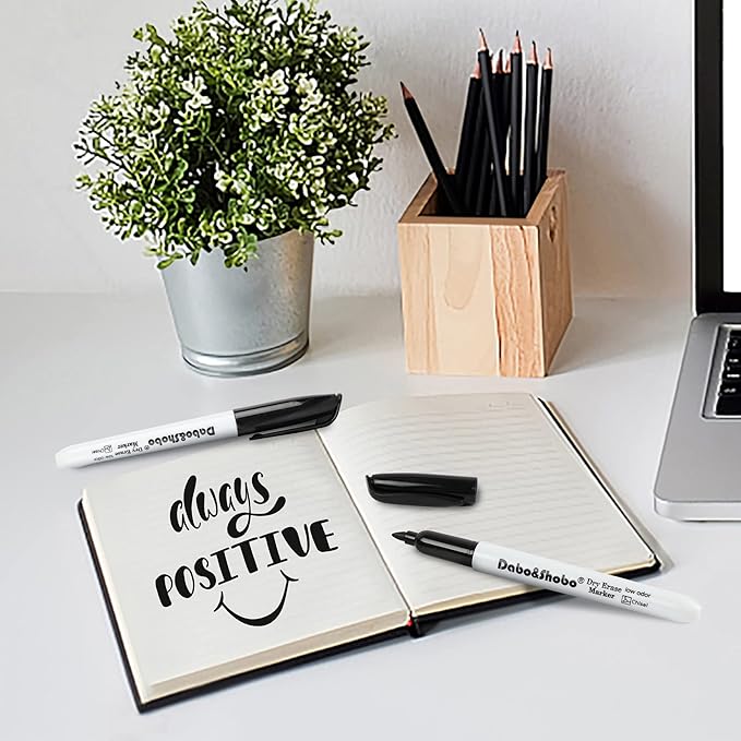 Dabo&Shobo Dry Erase Markers 24 Pack, Low Odor Black Whiteboard Markers, Chisel Tip, Perfect for Writing on Whiteboard Mirrors Glass In School, Office&Home…-DeskLoop Office