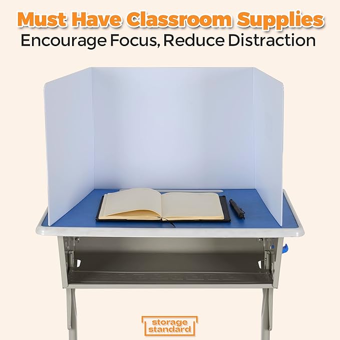 4-Pack Classroom Privacy Shields for Student Desks - Easy to Clean Plastic Desk Divider Folder Study Carrel Sneeze Guard for Student Testing Dividers Boards-DeskLoop Office