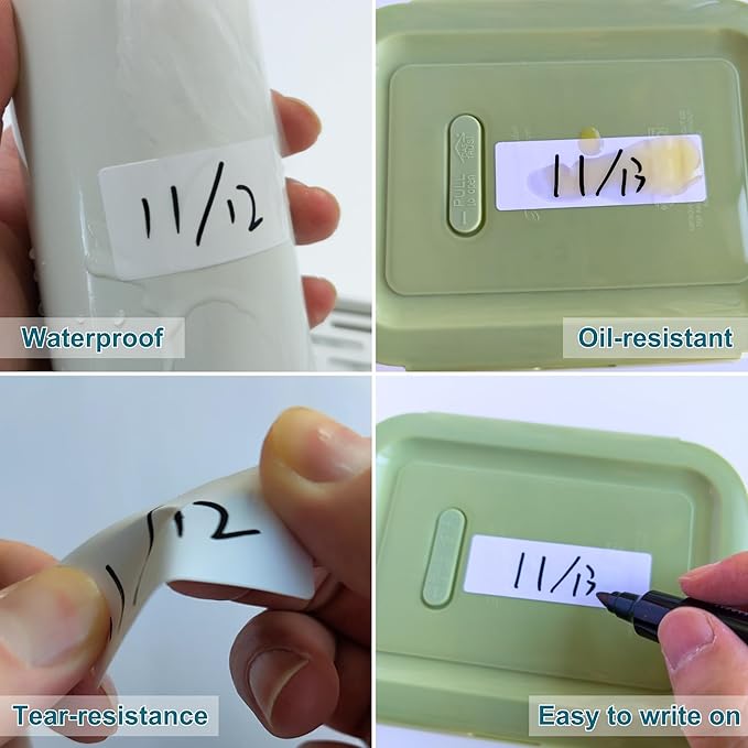 CATIFLIN 600 Blank Removable Freezer Label Stickers, 1”x3” Waterproof Adhesive Paper Tags with Perforation, Easy to Write & Peel for Food Jars, Bottles, Containers, Refrigerator, Storage-DeskLoop Office