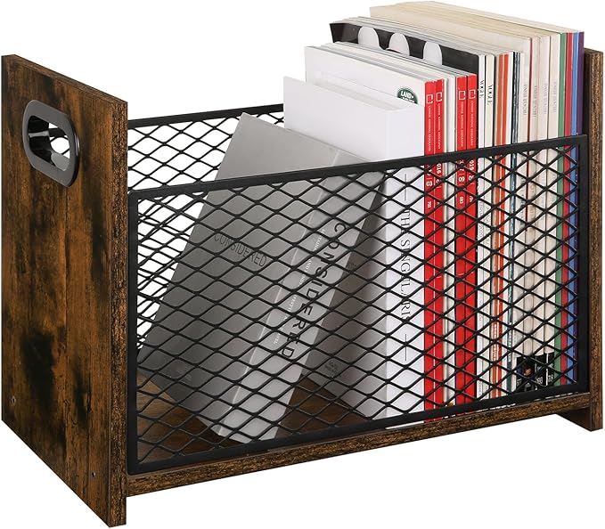 YINMIT Magazine Holder, Magazine Rack for Desktop and Home Office, Farmhouse File Storage Basket for Letters, Magazines, Books, Newspapers (Large)-DeskLoop Office