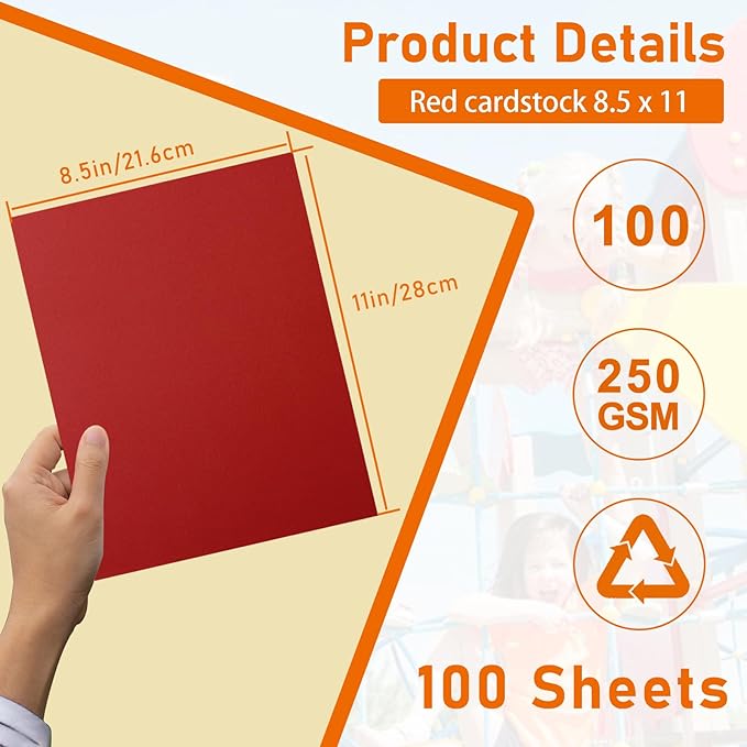 100 Sheets Christmas Red Cardstock 8.5 x 11 Scrapbooking Paper, 92lb Heavyweight Printer Paper Card Stock for Wedding Invitations, School, DIY Cards Making, Anniversary Card, Graduations-DeskLoop Office