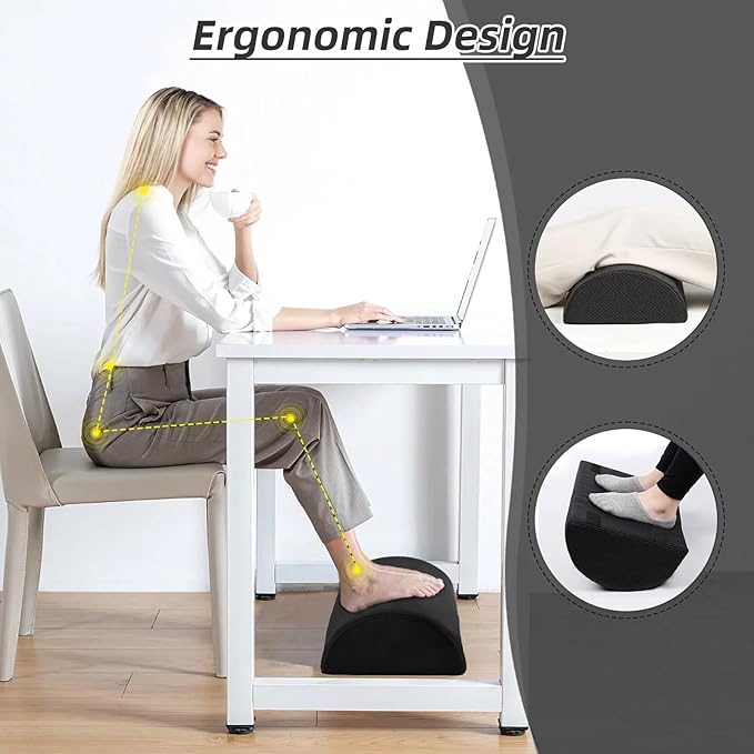 Foot Rest for Under Desk at Work - 3 Positions Height Adjustable Leg Rest for Office or Home Use, Ergonomic Footrest with Detachable Cushion-DeskLoop Office