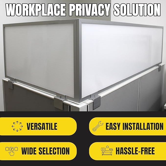 OBEX Privacy Screen & Office Panel Extender for Office Cubicles, Polycarbonate Desk Privacy Panel & Divider for Office Cubicle, 12" x 48", White-DeskLoop Office
