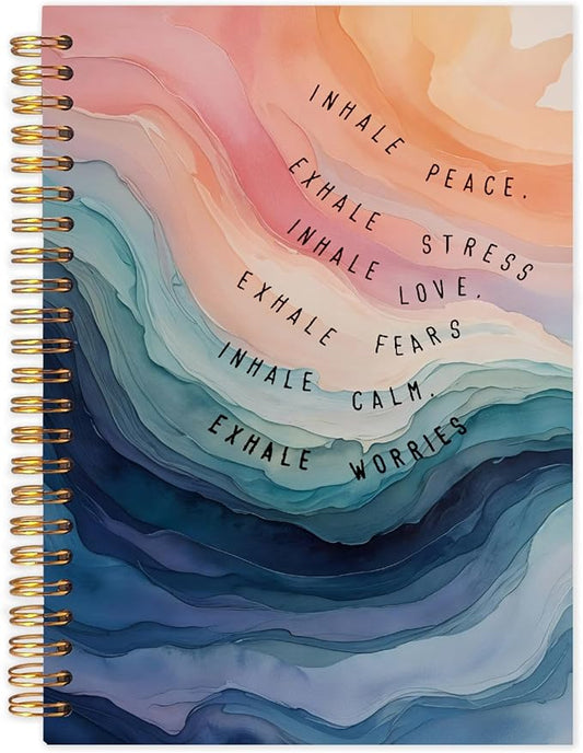 SNNDER Inhale Exhale Mental Health Notebook Journal, Guided Journal for Mental Health, Therapy Journaling Notes Notebook, Psychology Gifts Hardcover Spiral Notebooks 5.5x8.3 Inch-DeskLoop Office
