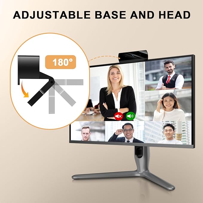 Webcam,1080P HD Webcam with Microphone, USB Computer Camera for Laptop & Desktop - Plug & Play, Stereo Sound, Auto Low-Light Correction, for Zoom/Skype/FaceTime/Teams/Webex, Streaming & Video Calls-DeskLoop Office