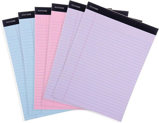 Mintra Office Legal Pads - ((BASIC PASTEL 6pk, 8.5in x 11in, WIDE RULED))-DeskLoop Office