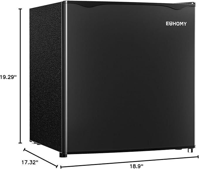 EUHOMY 1.7 Cu.Ft Mini Fridge with Freezer, Reversible Single Door Compact Refrigerator, Adjustable Thermostat, Energy Saving, Mini Fridge for Bedroom, Office, Dorm, Black-DeskLoop Office