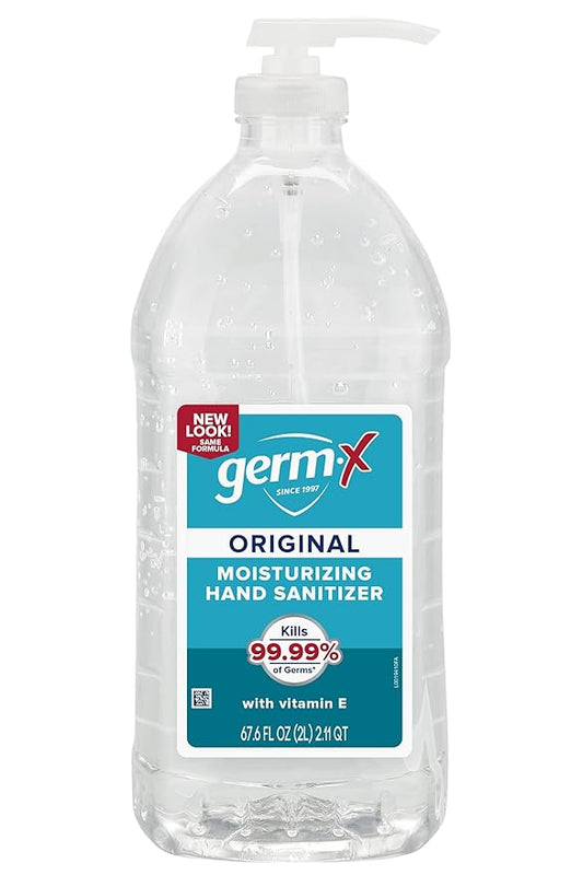 Germ-X Original Hand Sanitizer, Fast-Drying Moisturizing Gel with Vitamin E, Instant & No Rinse Formula, 62% Alcohol, Back to School Supplies, Bulk Size Pump Bottle, 67.6 Fl Oz (Pack of 1)-DeskLoop Office
