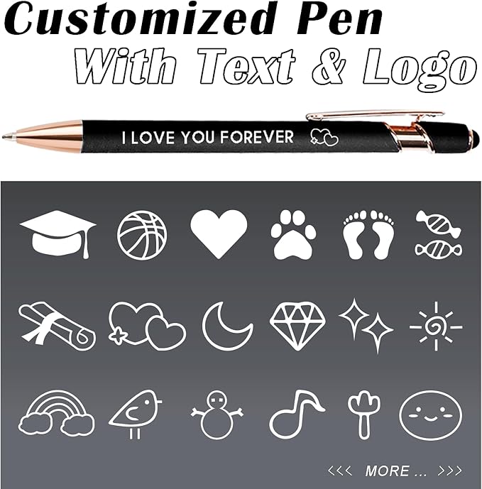 Custom Pens in Bulk with Multiple Colors Options,Engraved Double-Sided Personalized Pens with Design Text, Logo&Touch Stylus,Fine Point Smooth Writing, Ideal for Corporate, Students & Gifts-DeskLoop Office