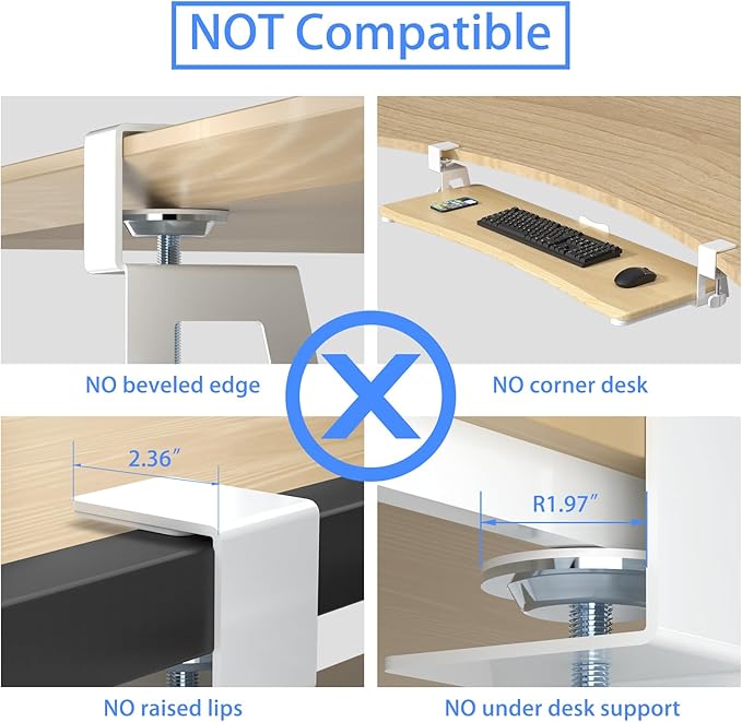 suptek Large Keyboard Tray Under Desk Pull Out with C Clamp Mount, Keyboard & Mouse Tray, 34 (38 Including Clamps) x 11.8 inch Slide-Out Platform Computer Drawer for Typing, Light Wood, DSF1LQM-DeskLoop Office