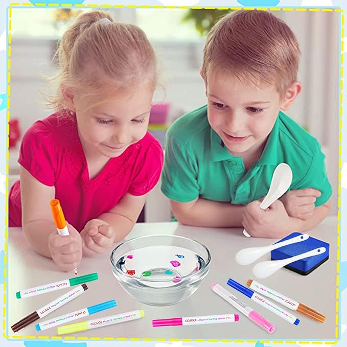 Magical Drawing Pens for Kids Water, Kiddies Create Magical Floating Drawings Bundle, 12 Colors Magic Water Painting Marker Set with 2 Spoons, Water Art Pen Kit for DIY Tattoo, Gifts for Boys & Girls-DeskLoop Office