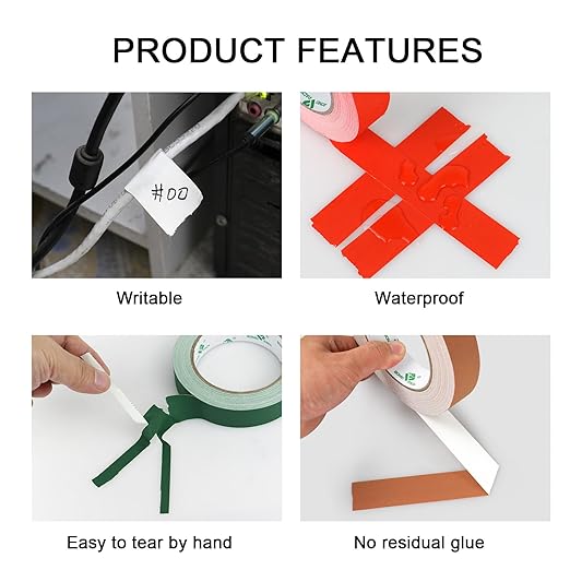 BOMEI PACK 6 Colors Gaffer Tape 1inch x 20yds, Matte Non-Reflective Theater Stage Tape, No Residue Hand Tear, for Cable, Photo Studio, Painters, Floors Marking Tape-DeskLoop Office