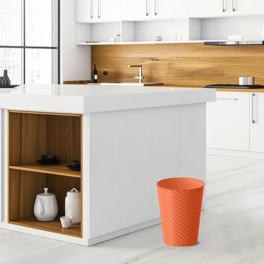 Bathroom Trash Can, 3 Pack 1.8 Gallons Small Trash Can with Trash Bags, Bathroom Garbage Can, Plastic Trash Bin, Round Waste Basket for Bedroom, Office, Kitchen, Compact Space (Orange)-DeskLoop Office