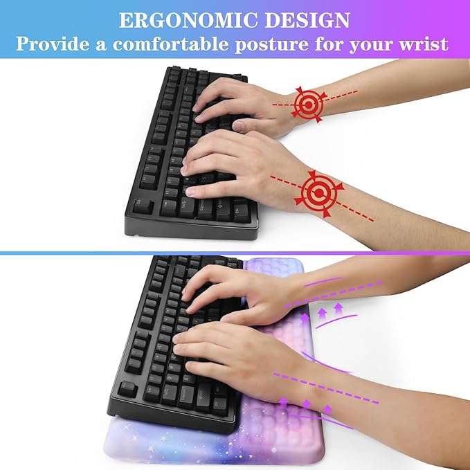 Computer Keyboard Stand with Wrist Rest, Ergonomic Tilted Keyboard Holder - Keyboard Riser with Wrist Pad - Keyboard Tray Support for Office Home -Colorful Stars-DeskLoop Office