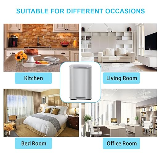 PayLessHere 13 Gallon (50L) in Home Recycling Bin Kitchen Stainless Steel Recycling Bin with Lid Removable Inner Bucket Foot Pedal Soft Close for Office Home Kitchen Garbage Can Trash Bin-DeskLoop Office