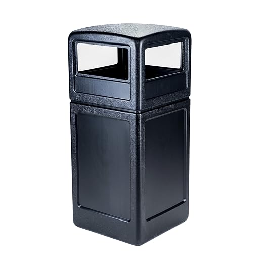 Commercial Zone-73290199 PolyTec 42 Gallon Square Waste Container with Dome Lid Color: Black-DeskLoop Office