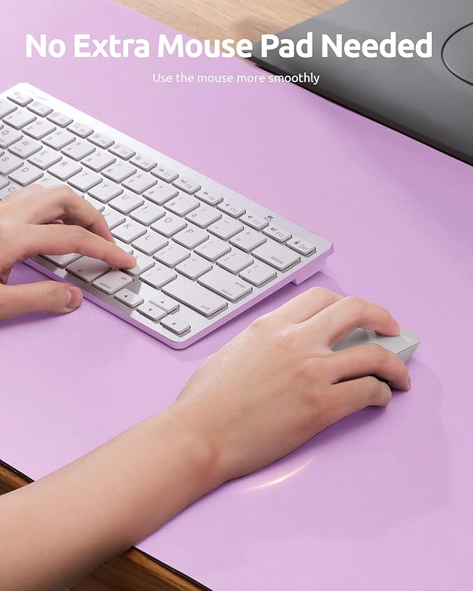 YSAGi Leather Desk Protector, Office Mat, Large Mouse Mat, Non-Slip PU Leather Blotter, Laptop Pad, Waterproof Writing Pad for Office and Home (Taro Purple, 31.5" x 15.8")