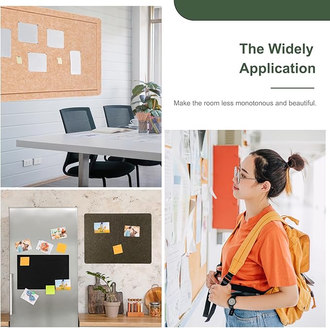 YOKIVE Felt Bulletin Board, 48 x 36 -Inch Foldable Decorative Pin Board Self Adhesive Felt Cork Board with 20 Pushpins, Great for Wall, Photo Display, Paste Note, Schedule(Olive)-DeskLoop Office