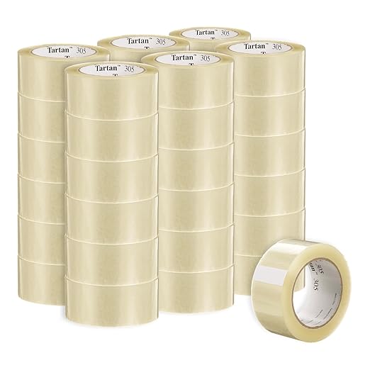 3M Tartan Box Sealing Tape 305, Clear, Light Duty, Durable, 1.88 in x 109.36 yds (48 mm x 100 m), 36 Rolls/Case-DeskLoop Office