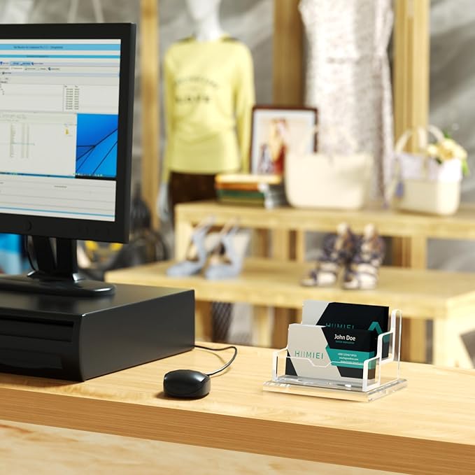 HIIMIEI Acrylic Business Card Display, Multiple Card Holder for Office, Home, Restaurant - 2 Slot, 2 Tier-DeskLoop Office