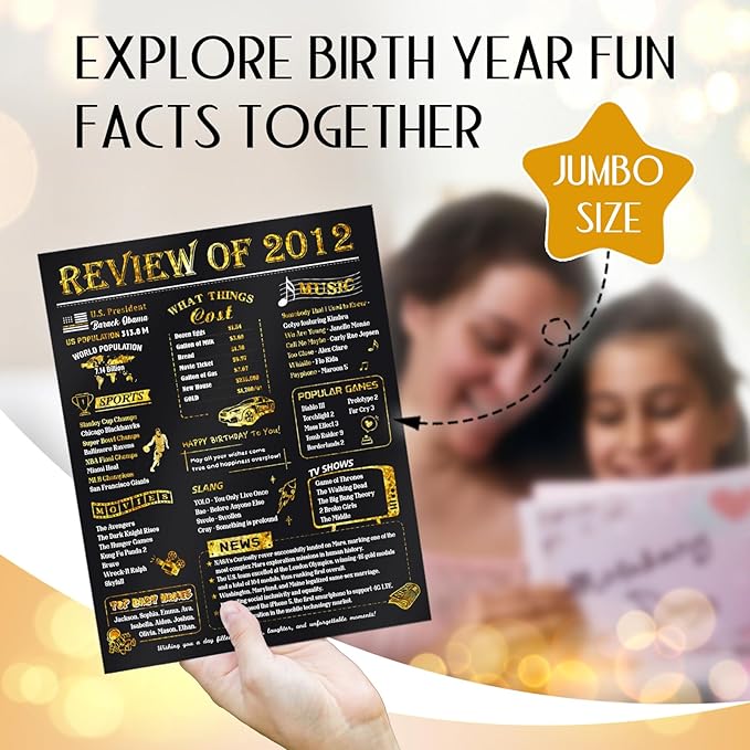 13th Birthday Card for Girl Boy, Funny Pop Up Happy 13th Birthday Cards for Son Daughter, Jumbo 13th Birthday Decorations for 13 Year Old Boys Girls Funny Birthday Gifts, Review of 2012, Black Gold