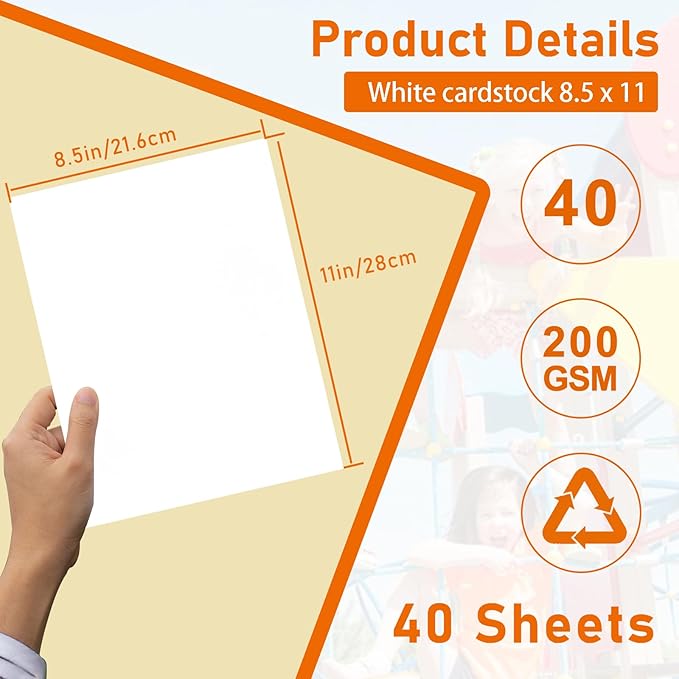 40 Sheets Bright White Cardstock 8.5 x 11 Printer Paper, 75lb Thick Craft Paper Card Stock for Wedding Invitations, Memus, DIY Making Cards, Business Cards, Menus, Birthday-DeskLoop Office
