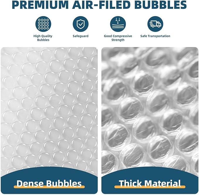 Metronic Bubble Cushioning Wrap 16 Inch x 36 FT, Dense Bubble Packing Air Wrap Clear Bubble Packing Roll for Shipping and Moving Supplies, Perforated Every 12"-DeskLoop Office