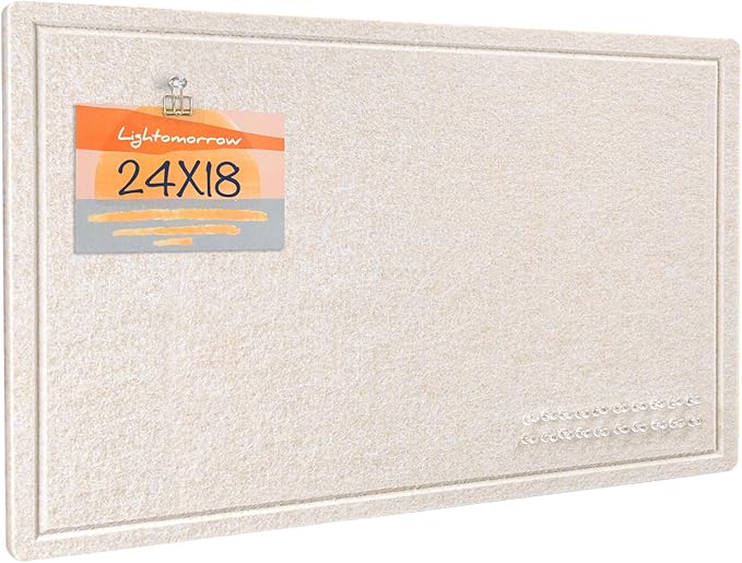 Bulletin Board, 24 x 18 inches Decorative Felt Pin Board, Cork Board Alternative for Wall, Foldable Photo Board with 20 Pushpins - Oatmeal-DeskLoop Office